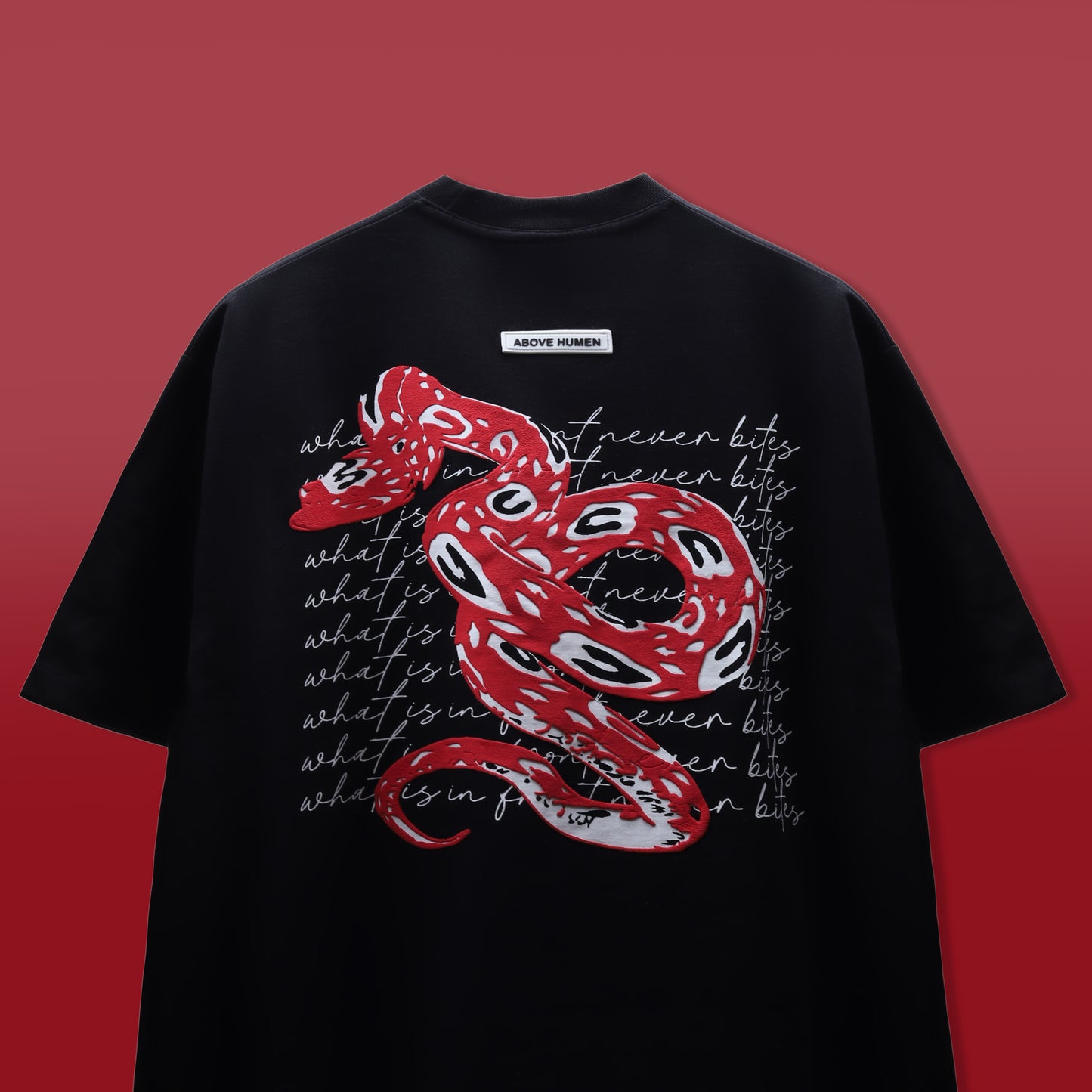 What Is In Front Never Bites Black T-Shirt
